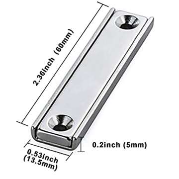 LOVIMAG Neodymium Rectangular Pot Magnets-80lbs Pulling Force-60x13.5x5mm 10 Packs with Countersunk ...