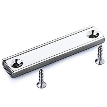 LOVIMAG Neodymium Rectangular Pot Magnets-80lbs Pulling Force-60x13.5x5mm 10 Packs with Countersunk Hole and Matching Screws, Strong Industrial Strength Rare Earth Magnets for Mounting, Home etc