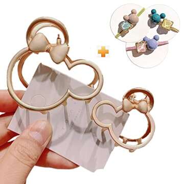 Large Metal Hair Claw Clips (2-Pack), Mouse Lady Thick Hair Barrette, Hollow Non-slip Hair Catch Jaw Clamp for Women Girls