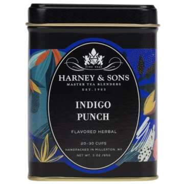 Harney & Sons Indigo Punch | 3 oz Loose Leaf Tea w/ Butterfly Pea Flower with Rose Hips, Apple Pieces, and Raspberry