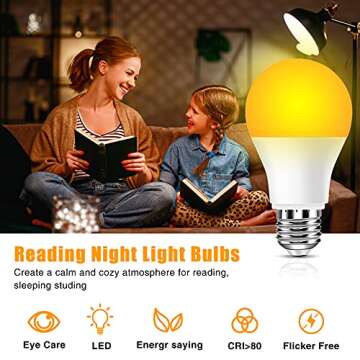 Neporal Amber Light Bulbs, 9W 60W Equivalent A19 Soft Light Bulbs, Blue Light Blocking Warm Light Bu...