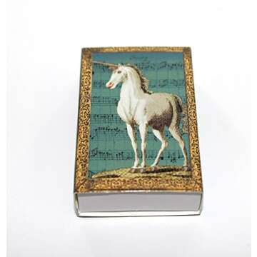 Set of 6 Unicorns Mini Matchbox Candle and Fireplace Wood Matches-Strike On-Box Matches