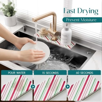 Christmas Kitchen Sink Stone Faucet Mat for Easy Drying