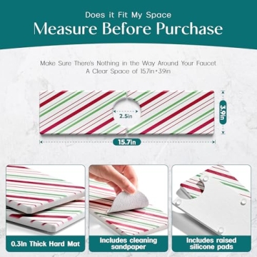 Christmas Kitchen Sink Stone Faucet Mat for Easy Drying