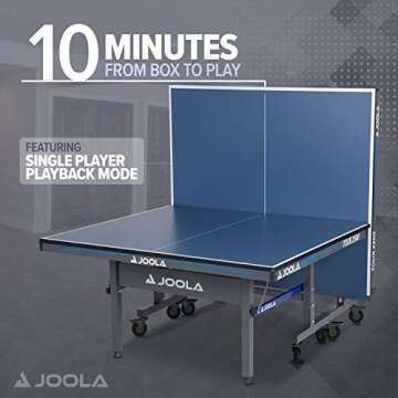 JOOLA Tour Indoor Ping Pong Table with Quick Clamp Table Tennis Net - 10 Minute Assembly - Foldable ...