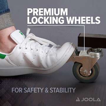 JOOLA Tour Indoor Ping Pong Table with Quick Clamp Table Tennis Net - 10 Minute Assembly - Foldable Indoor Surface with Single Player Playback Mode - Competition Grade MDF Top - Tournament Quality