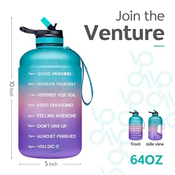 Motivational Half Gallon Water Bottle with Time Markers