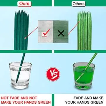 BLUE TOP Green Bamboo Plant Stakes 25 PCS with Garden Ties