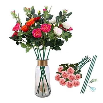 BLUE TOP Green Bamboo Plant Stakes 25 PCS with Garden Ties