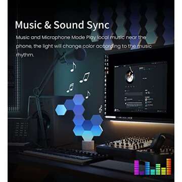 Cololight RGB Light for Gaming PC Setup, USB-Power Gaming Lights, Sync Music Hexagon Wall Lights with 70 Effects, Desk Gaming Accessories, Compatible with Alexa&Google 6pcs PRO