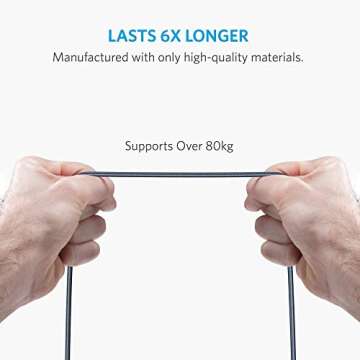 Anker Cable, PowerLine+ USB-C to USB 3.0 cable, High Durability Type C Braided Charging Cable for Galaxy S10, S9, Sony XZ (6FT,Grey)