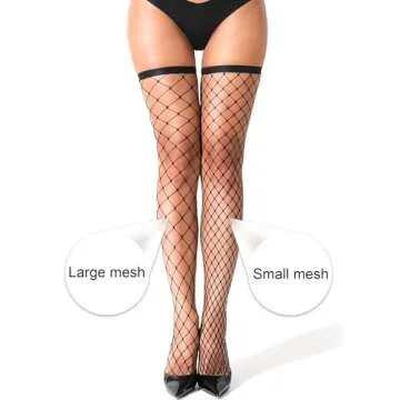 VOAKOW 2 Pairs Black Thigh High Fishnet Stockings for Women Party Outfits