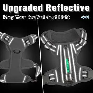 BARKBAY Dog Harness No Pull with ID Tag Pocket - Heavy Duty, Reflective, Easy Control for Large Dogs (Grey,M)