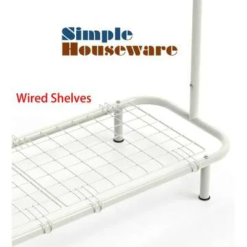 Industrial Pipe Clothing Rack with Shelves in White