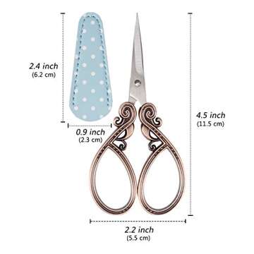 Hisuper Small 4.5 inch Sewing & Embroidery Scissors with Leather Cover