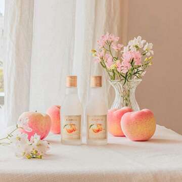 SKINFOOD Peach Cotton Facial Toner - Sebum Control Peach Pink Calamine Skin Nourishing Face Toner - Hydrating Toner - Balancing Toner for Face for Oily Skin - Oily Skin Toner -180ml (6.08 fl.oz)