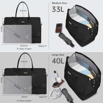 ETRONIK Weekender Overnight Bags for Women, Large Travel Duffle Bag with Shoe Compartment & Wet Pock...