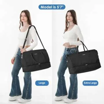 ETRONIK Weekender Overnight Bags for Women, Large Travel Duffle Bag with Shoe Compartment & Wet Pocket, Carry On Tote Bag Gym Duffel Bag with Toiletry Bag for Hospital 4 Pcs Set, Large Size, Black