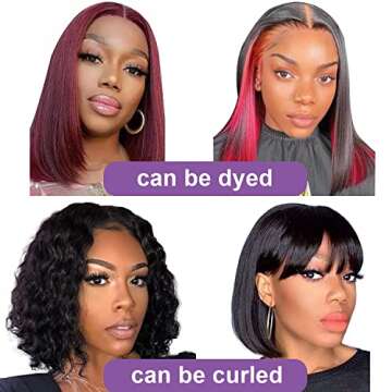 Short Bob Wig Human Hair 13x4 HD Transparent Lace Front Wig Human Hair 180% Density Straight Bob Wigs for Women Pre Plucked with Baby Hair 10inch