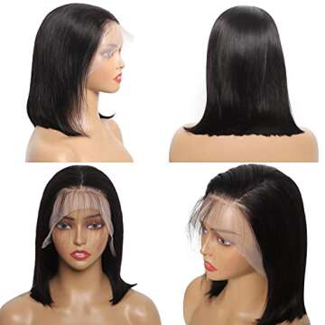 Short Bob Wig Human Hair 13x4 HD Transparent Lace Front Wig Human Hair 180% Density Straight Bob Wigs for Women Pre Plucked with Baby Hair 10inch