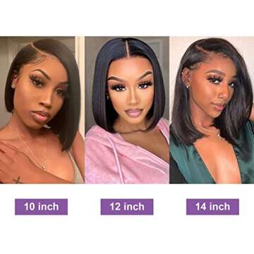 Short Bob Wig Human Hair 13x4 HD Transparent Lace Front Wig Human Hair 180% Density Straight Bob Wigs for Women Pre Plucked with Baby Hair 10inch