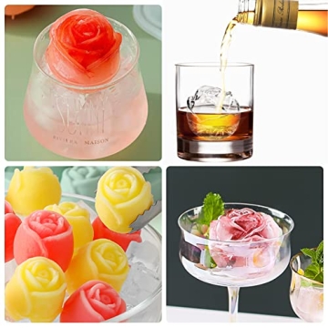 Rose Ice Mold Silicone Ice Cube Tray for Cocktails & Mimosas