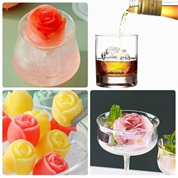 Rose Ice Mold Silicone Ice Cube Tray for Cocktails & Mimosas