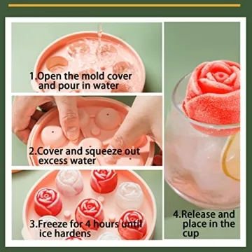 Rose Ice Mold Silicone Ice Cube Tray for Cocktails & Mimosas