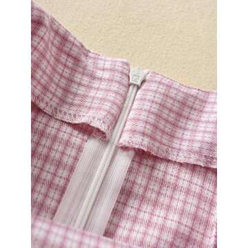 Floerns Women's Bodycon High Waisted Split Hem Plaid Mini Skirt Pink XS