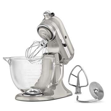 KitchenAid KSM155GBSR 5-Qt. Artisan Design Series with Glass Bowl - Sugar Pearl Silver