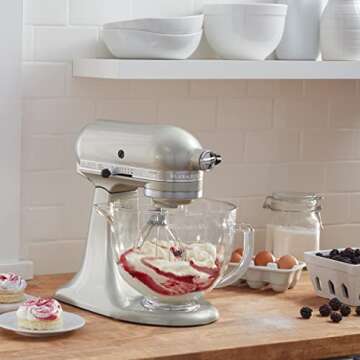 KitchenAid KSM155GBSR 5-Qt. Artisan Design Series with Glass Bowl - Sugar Pearl Silver