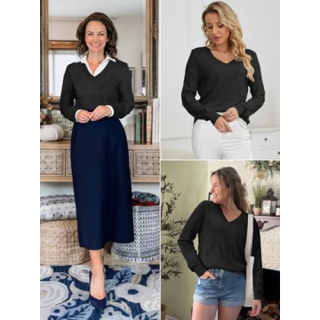 ATHMILE Stylish V Neck Women's Sweater for Fall Fashion