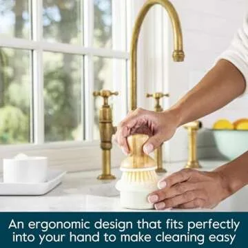 Grove Co. Bubble-Up Dish Soap Dispenser & 2 Pack Brush Set, Ergonomically Designed Dish Scrubber, Removes Tough Messes, Gentle on Dishes, Sustainable Solution to The World's Waste