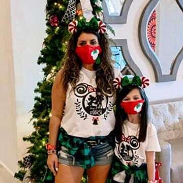 CLGIFT Minnie ears: Red peppermint, Silver gold blue, Rainbow Sparkle, Red Sequin (Christmas Candy Cane, Handmade, Hairband, For adult women, 1 Count)