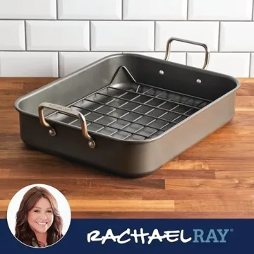 Nonstick Rachael Ray Roasting Pan with Reversible Rack