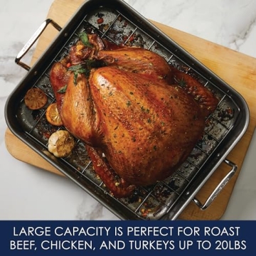 Nonstick Rachael Ray Roasting Pan with Reversible Rack