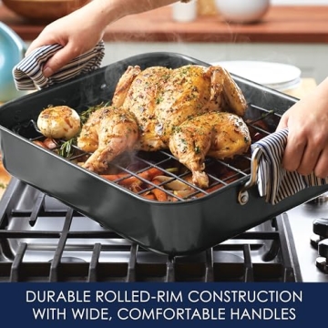 Nonstick Rachael Ray Roasting Pan with Reversible Rack