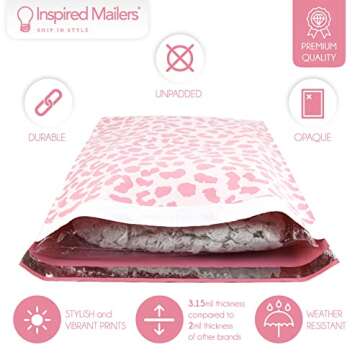 Inspired Mailers - Large Poly Mailers 14.5 x 19-50 Pack - Rose Gold Cheetah - Shipping Bags - Large ...