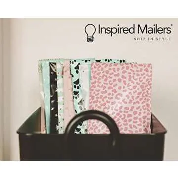 Inspired Mailers - Large Poly Mailers 14.5 x 19-50 Pack - Rose Gold Cheetah - Shipping Bags - Large Mailing Envelopes - Large Shipping Envelopes - Mailers Poly Bags for Shipping