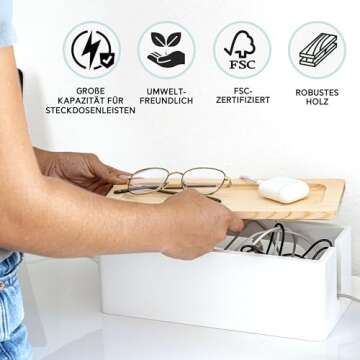 NATURE SUPPLIES Wood Cable Management Boxes | Set of 2 for Home & Office