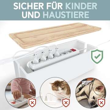 Wood Cable Management Boxes Set of 2 for Home and Office