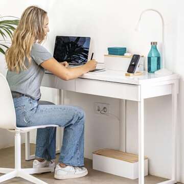 Wood Cable Management Boxes Set of 2 for Home and Office