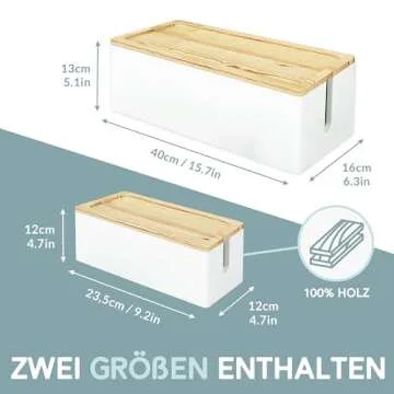 Wood Cable Management Boxes Set of 2 for Home and Office