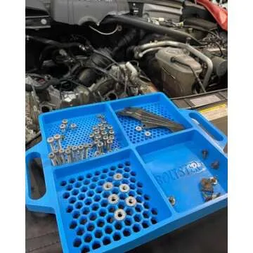 Boltster Tray | Mechanic Tools | Silicone Bolt, Nut, and Bit Organizer | Flexible Rubber with Handle