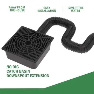 Upgraded Gutter Downspout Extensions Flexible, No Dig Catch Basin Downspout Extension with Leak-Proof Splash Block Kit,Extendable from 1.34’ to 5.1’