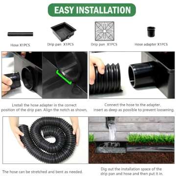 Upgraded Gutter Downspout Extensions Flexible, No Dig Catch Basin Downspout Extension with Leak-Proof Splash Block Kit,Extendable from 1.34’ to 5.1’