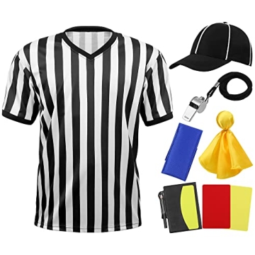 SOMSOC 6 Piece Men's Official Referee Costume Set with Accessories