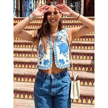 Women's Vintage Embroidered Floral Vest for Summer Style