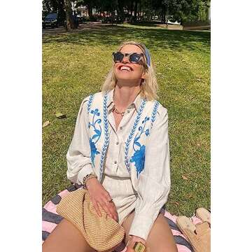 Women's Vintage Embroidered Floral Vest for Summer Style