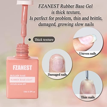 FZANEST Nude Rubber Nail Base Gel - Strengthener & UV/LED Base Coat